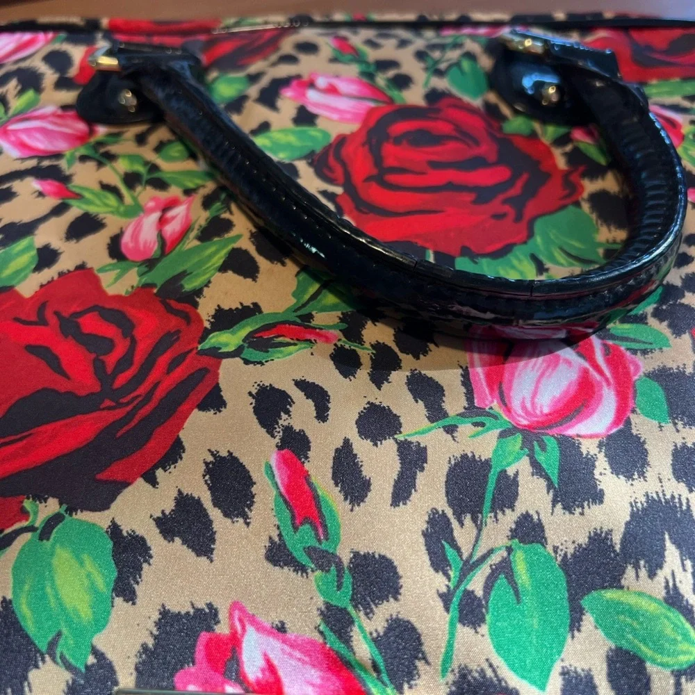 Betsey Johnson Red Pink Green Floral Leopard Laptop Bag